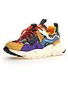 Flower Mountain Sneakers Yamano 3 Junior - Fabric - Beige/Lilla/Blu Navy - Ecopelle Sneakers