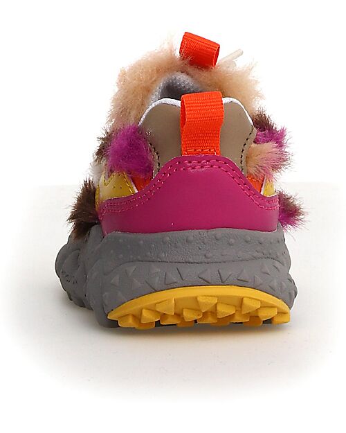 Flower Mountain Sneakers Yamano 3 Junior - Finto Pelo - Bordeaux/Marrone/Giallo - Ecopelle Sneakers