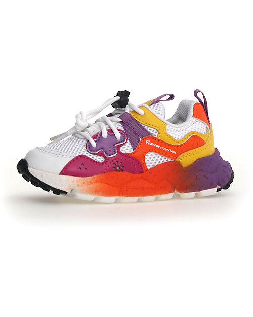 Flower Mountain Sneakers Yamano 3 Junior - Mesh Nuanced - Bianco/Rosso/Arancione/Giallo - Ecopelle e Tessuto Tecnico Riciclato Scarpe