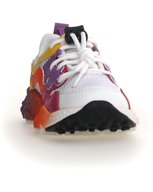 Flower Mountain Sneakers Yamano 3 Junior - Mesh Nuanced - Bianco/Rosso/Arancione/Giallo - Ecopelle e Tessuto Tecnico Riciclato Scarpe