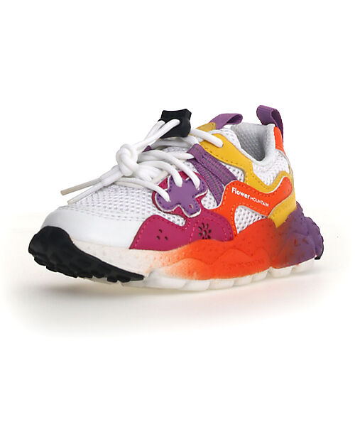 Flower Mountain Sneakers Yamano 3 Junior - Mesh Nuanced - Bianco/Rosso/Arancione/Giallo - Ecopelle e Tessuto Tecnico Riciclato Scarpe