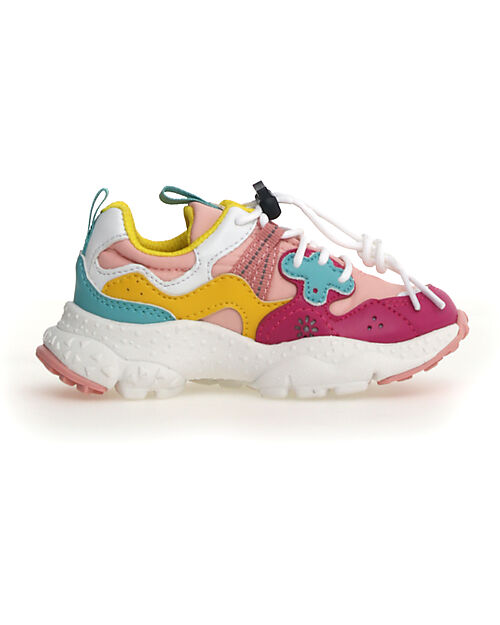 Flower Mountain Sneakers Yamano 3 Junior - Nylon - Fucsia/Cipria/Giallo/Verde - Ecopelle e Tessuto Tecnico Riciclato Scarpe