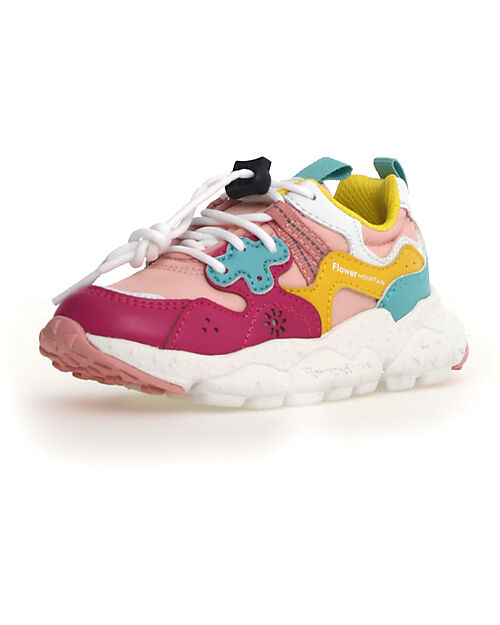 Flower Mountain Sneakers Yamano 3 Junior - Nylon - Fucsia/Cipria/Giallo/Verde - Ecopelle e Tessuto Tecnico Riciclato Scarpe