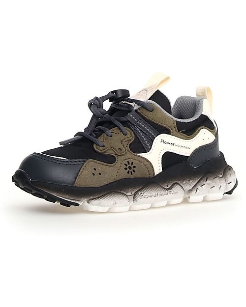 Flower Mountain Sneakers Yamano 3 Junior - Nylon - Verde Militare/Antracite - Ecopelle Sneakers