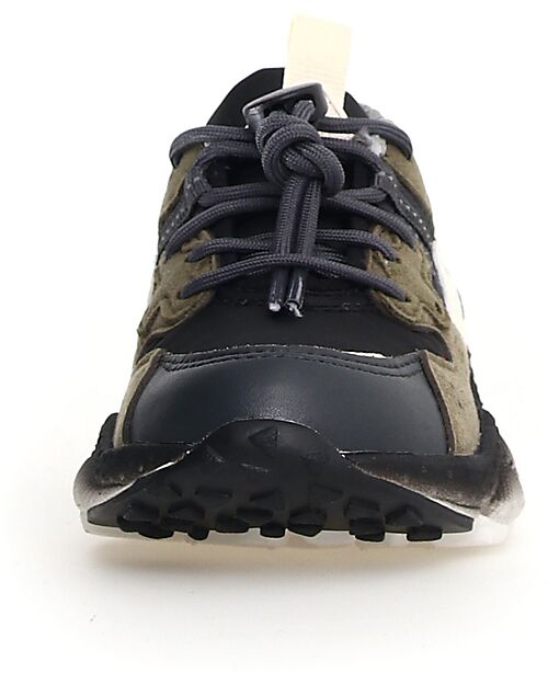 Flower Mountain Sneakers Yamano 3 Junior - Nylon - Verde Militare/Antracite - Ecopelle Sneakers