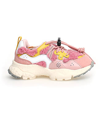 Flower Mountain Sneakers Yamano 3 Junior - Teddy - Rosa Multicolore - Ecopelle e Tessuto Tecnico Riciclato Sneakers