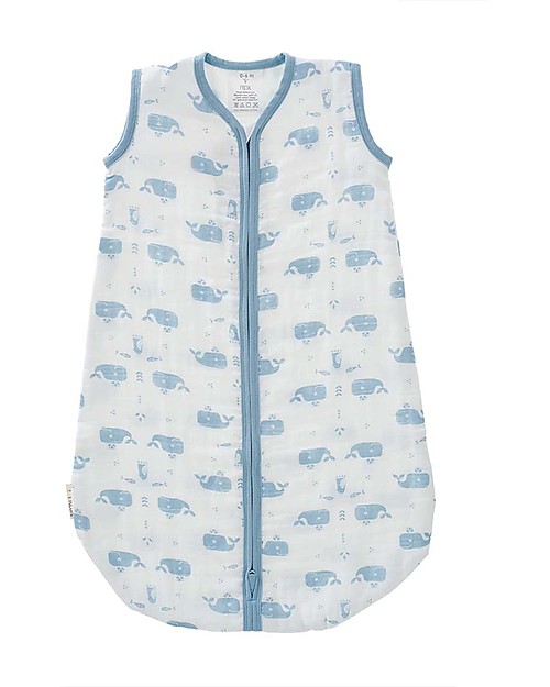 Fresk Sacco Nanna Estivo, Balena Blu, 0-6m - Mussola di cotone bio doppio strato Sacchi Nanna