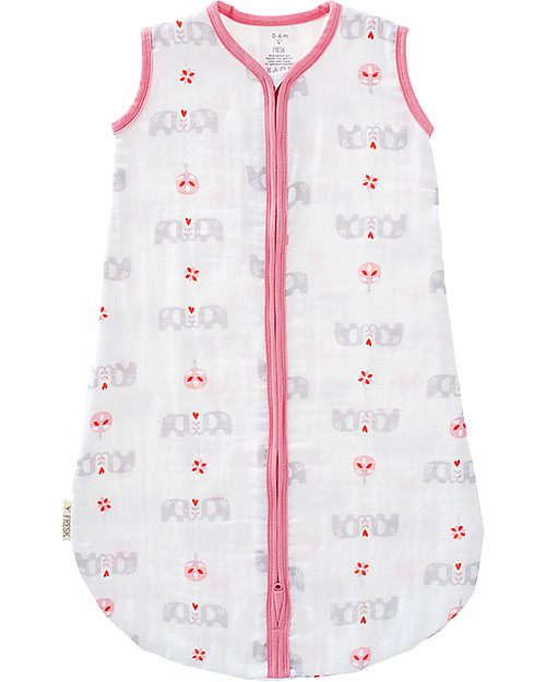 Fresk Sacco Nanna Estivo, Elefante Rosa, 6-12m - Mussola di cotone bio doppio strato Sacchi Nanna