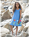 Frugi Abito Bimba Celia, Celeste/Fiori - 100% cotone bio Vestiti_