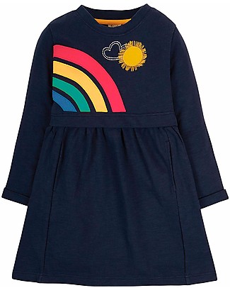 Frugi Abito Felpato Leia - Indaco/Arcobaleno - Cotone bio Vestiti_