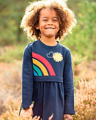 Frugi Abito Felpato Leia - Indaco/Arcobaleno - Cotone bio Vestiti_