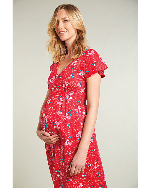 Frugi Abito Premaman e Allattamento Amalie Rosso/Pois Tessuto