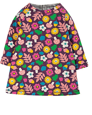 Frugi Abito Reversibile in Felpa Peek a Boo - Melanzana/Grigio - Cotone bio Vestiti