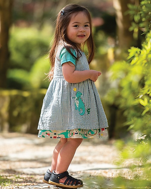 Frugi Abito Reversibile Nora -  Seersucker Stripe/Dino (da 1 a 4 anni) Vestiti_