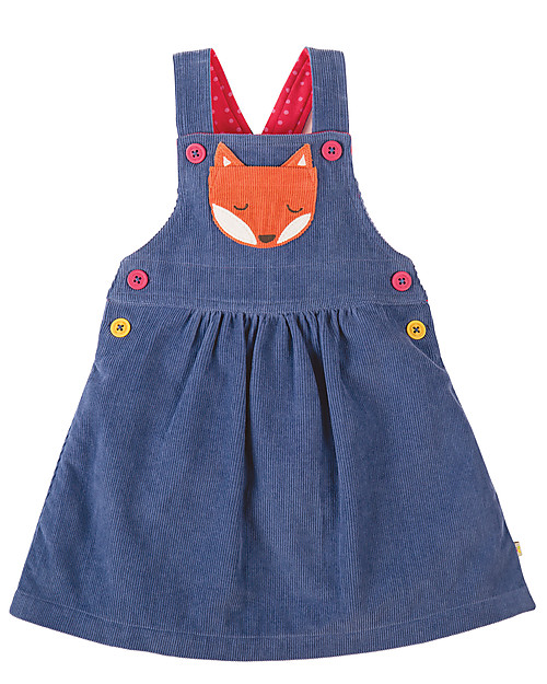 Frugi Abito Salopette Doris Velluto Millerighe, Blu/Volpe - 100% cotone bio Vestiti_