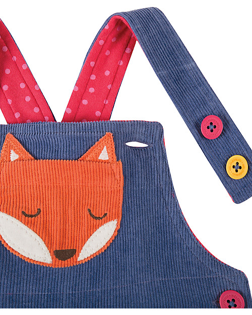 Frugi Abito Salopette Doris Velluto Millerighe, Blu/Volpe - 100% cotone bio Vestiti_