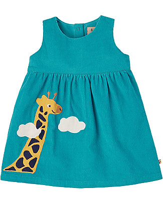 Frugi Abito Scamiciato Azzurro - Giraffa - 100% Cotone Organico Vestiti_