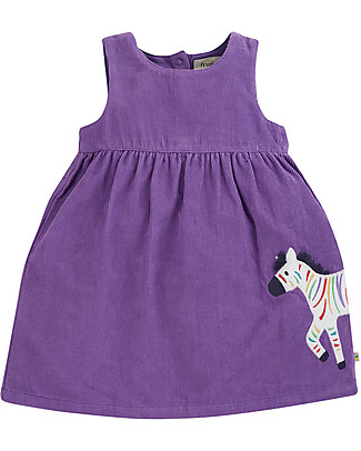 Frugi Abito Scamiciato Lexie - Viola/Zebra - 100% Cotone Organico GOTS Vestiti_