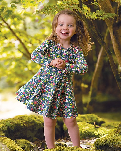 Frugi Abito Skater Little Sofia - Rabbit Fields - Cotone bio elasticizzato Vestiti_