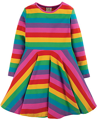Frugi Abito Skater Sofia - Righe Arcobaleno - Cotone bio elasticizzato Vestiti