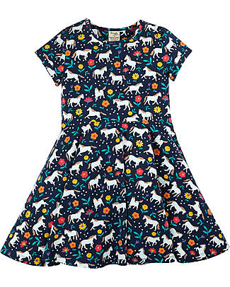 Frugi Abito Spring Skater - Indaco - Cavalli - Cotone Bio Vestiti_