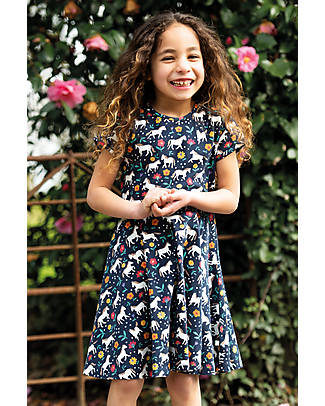Frugi Abito Spring Skater - Indaco - Cavalli - Cotone Bio Vestiti_