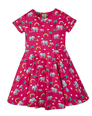 Frugi Abito Spring Skater - Rosa/Arcobaleno - Cotone Bio Vestiti_