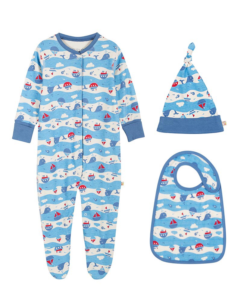 Frugi Bavaglino in Mussola - Barchette e Balenotteri - 100% Cotone Bio  unisex (bambini)