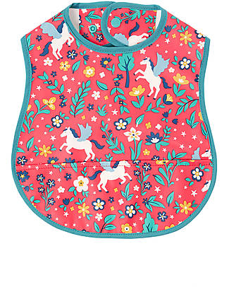 Frugi Bavaglio Grande Spick and Span - Unicorni - Tessuto Riciclato Bavagli Impermeabili con Tasca