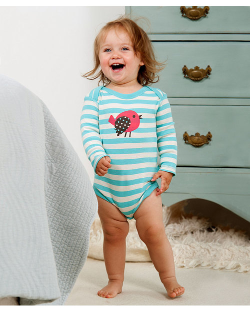 Frugi Body a Manica Lunga Creature del Giardino - Pacco da 3 pezzi - 100% Cotone Bio Body Manica Lunga