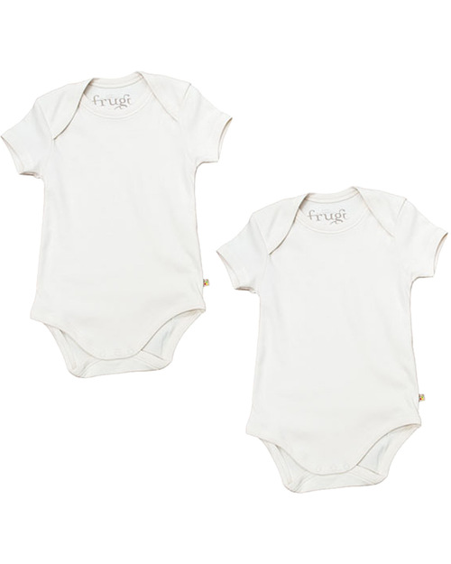Frugi Body Bianco Naturale Maniche Corte Pacco da 2 - 100% Cotone Bio Body Manica Corta