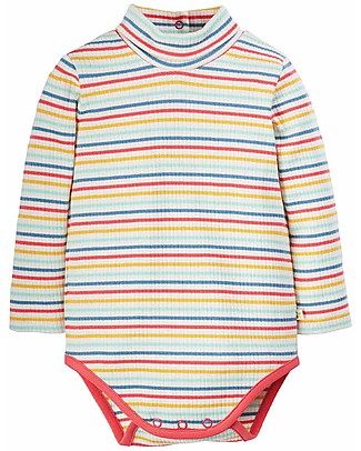 Frugi Body Collo Alto Poppy - Righe/Arcobaleno - Cotone Bio Body Manica Lunga