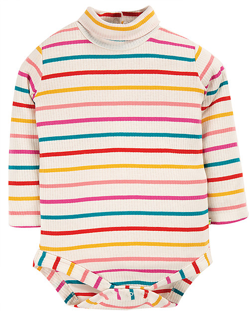 Frugi Body Collo Alto Righe/Arcobaleno - Cotone Bio Body Manica Lunga