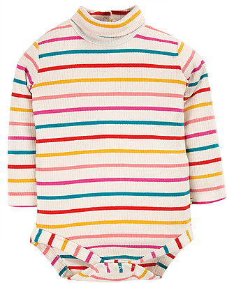 Frugi Body Collo Alto Righe/Arcobaleno - Cotone Bio Body Manica Lunga