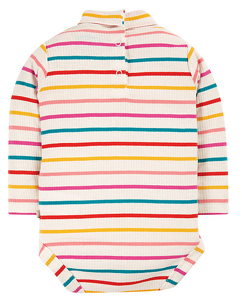 Frugi Body Collo Alto Righe/Arcobaleno - Cotone Bio Body Manica Lunga