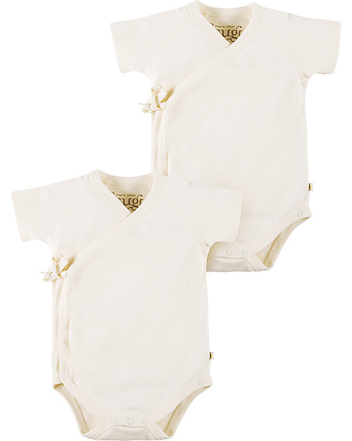 Frugi Body Kimono a Maniche Corte, Pacco da 2, Bianco - 100% cotone bio Body Manica Corta