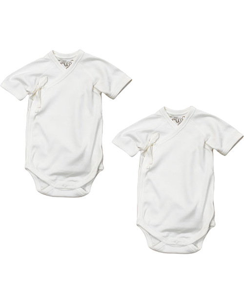 Frugi Body Kimono Maniche Corte Pacco da 2 - Bianco - 100% Cotone Bio Body Manica Corta