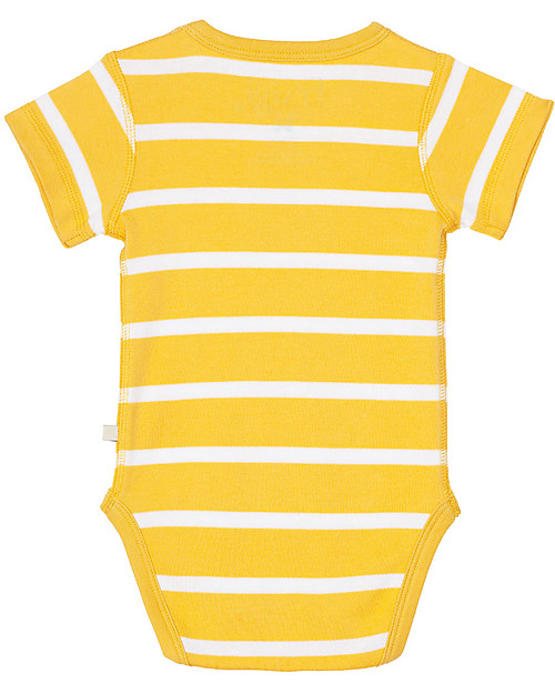 Frugi Body Manica Corta Balena, Giallo - 100% Cotone Bio Body Manica Corta