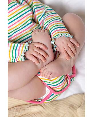 Frugi Body Manica Lunga Lattuce Rib - A Righe Multicolore - Pollinators - Cotone Organico Body Manica Lunga