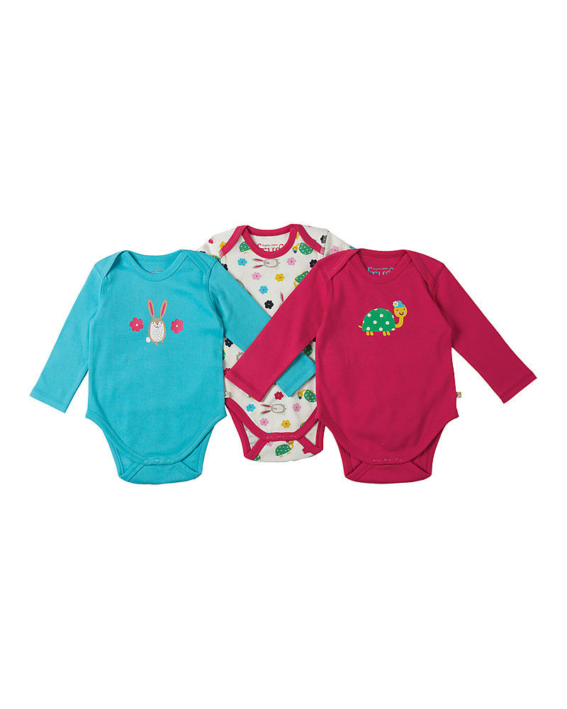 Frugi Body Manica Lunga Lepre e Tartaruga Pacco da 3 100% Cotone