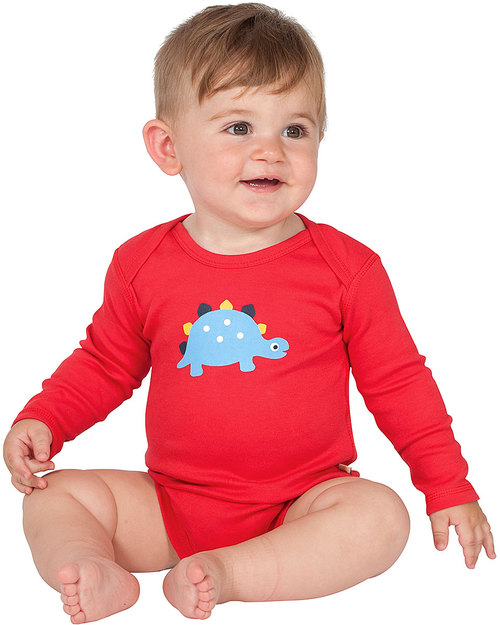 Frugi Body Manica Lunga (Pacco da 3) - Amici Dinosauri (0-3 mesi) - 100% Cotone Bio Body Manica Lunga