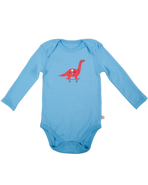 Frugi Body Manica Lunga (Pacco da 3) - Amici Dinosauri (0-3 mesi) - 100% Cotone Bio Body Manica Lunga