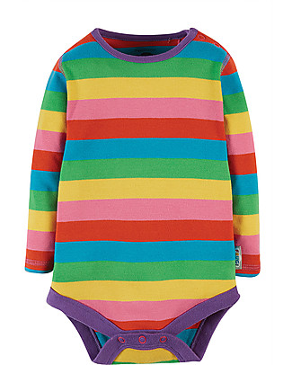 Frugi Body Manica Lunga Righe/Arcobaleno - 100% Cotone Bio Body Manica Lunga