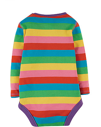 Frugi Body Manica Lunga Righe/Arcobaleno - 100% Cotone Bio Body Manica Lunga