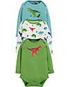 Frugi Body Manica Lunga Super Special, Pacco da 3, DIno - 100% cotone bio Body Manica Lunga