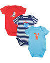 Frugi Body Neonato (pacco da 3) - Amici al Mare - 100% Cotone Bio Body Manica Corta