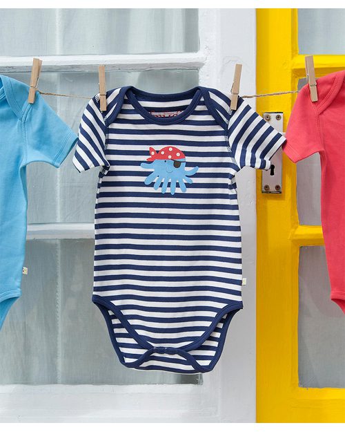 Frugi Body Neonato (pacco da 3) - Amici al Mare - 100% Cotone Bio Body Manica Corta