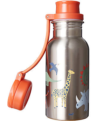 Frugi Borraccia Splish Splash in Acciaio Inox - Animali della Giungla - 400 ml Borracce Termiche
