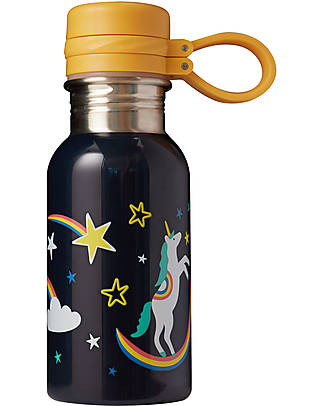 Frugi Borraccia Splish Splash in Acciaio Inox - Indaco/Unicorno - 400 ml Borracce Termiche