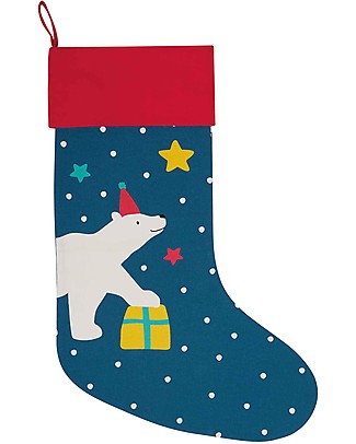 Frugi Calza di Natale da Appendere Yuletide - Blu/Orso Polare Decorazioni Natalizie